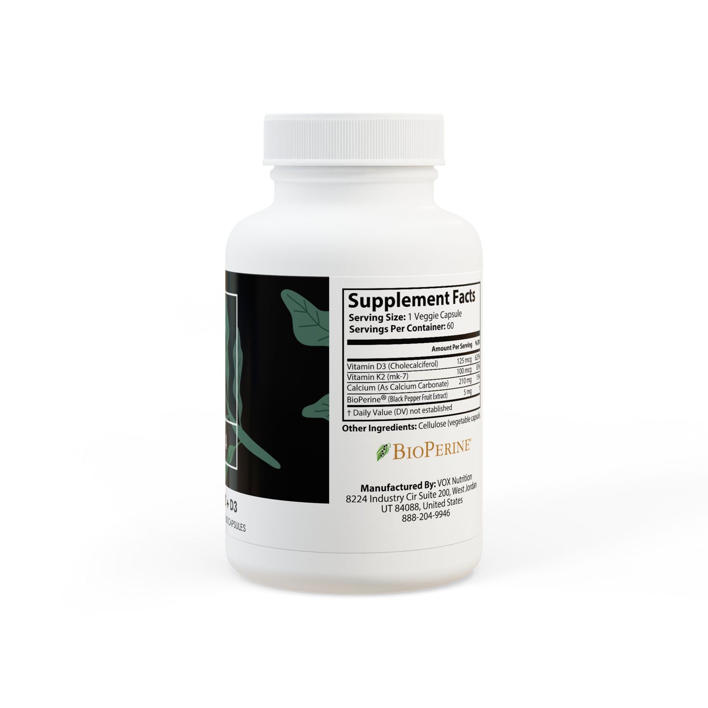 Vitamin K2 + D3 Supplement (60 Capsules)